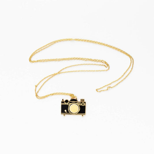 Collier et pendentif "Camera" - Plaqué or 22k