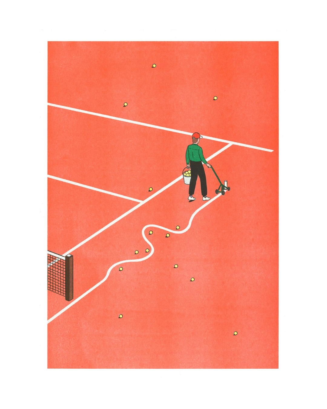 Affiche A3 risographie - Simon Bailly "Roland-Garros" - Nova Kutimo