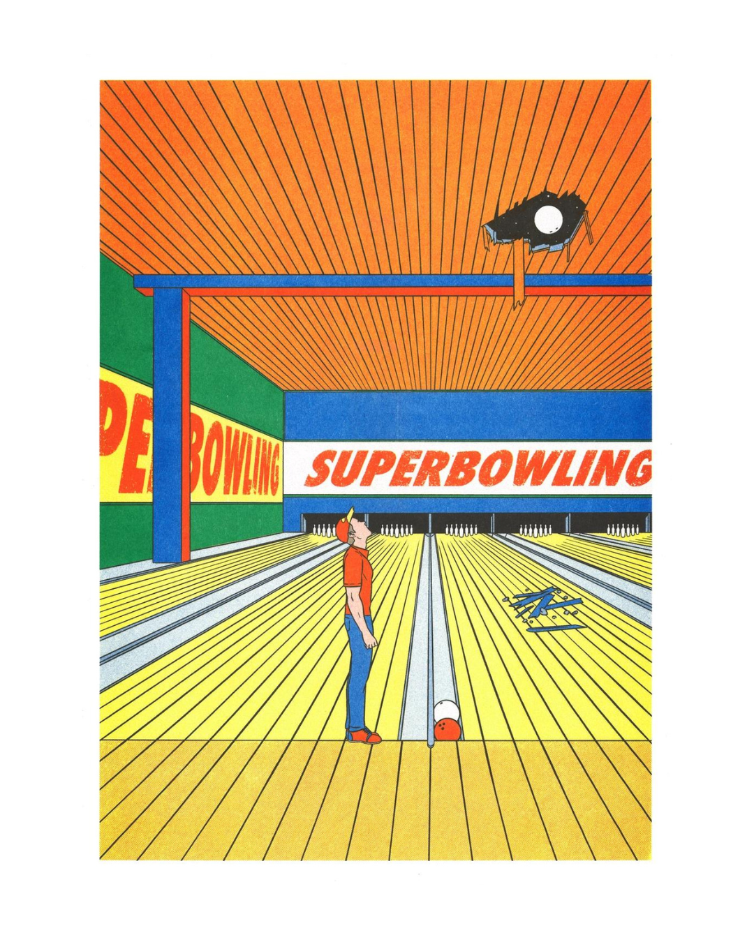 Affiche A3 risographie - Simon Bailly "Super bowling" - Nova Kutimo