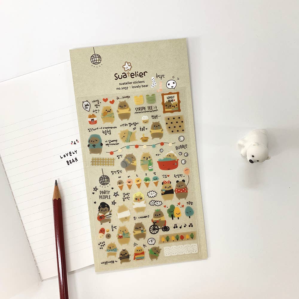 Planche de stickers Suatelier - Lovely Bear (Adorable ours)