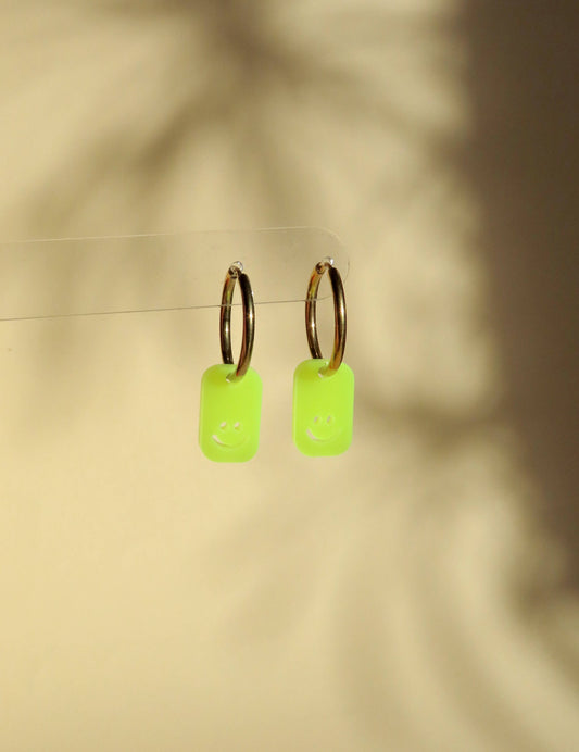 Boucles d’oreilles créoles | Smiley Fluo