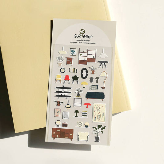 Planche de stickers Suatelier - Mid-Century Modern (Déco vintage)