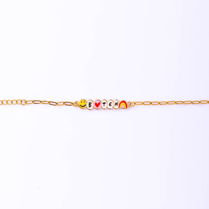 Bracelet à message "B*TCH" - Plaqué ot 18k