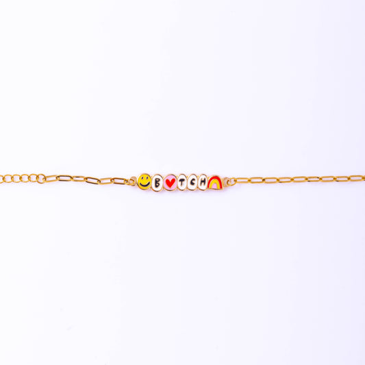 Bracelet à message "B*TCH" - Plaqué ot 18k