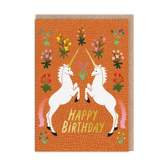 Carte anniversaire Licornes Retro