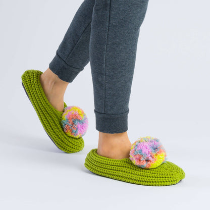 Pantoufles à Pompon en tricot – Vert