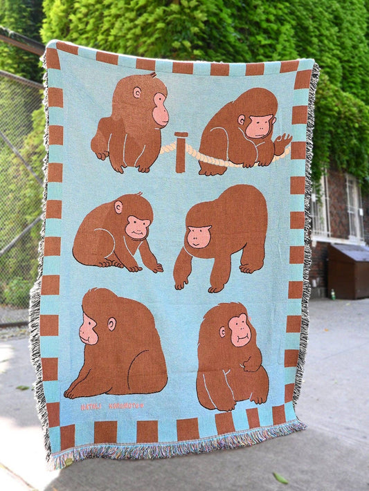 Plaid "Macaques !" - illustré par Natali Koromoto