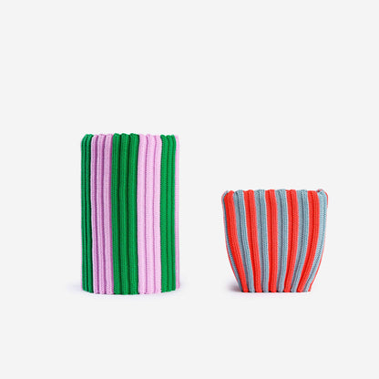 Ensemble de 2 caches-pots en tricot - Vert et Magenta