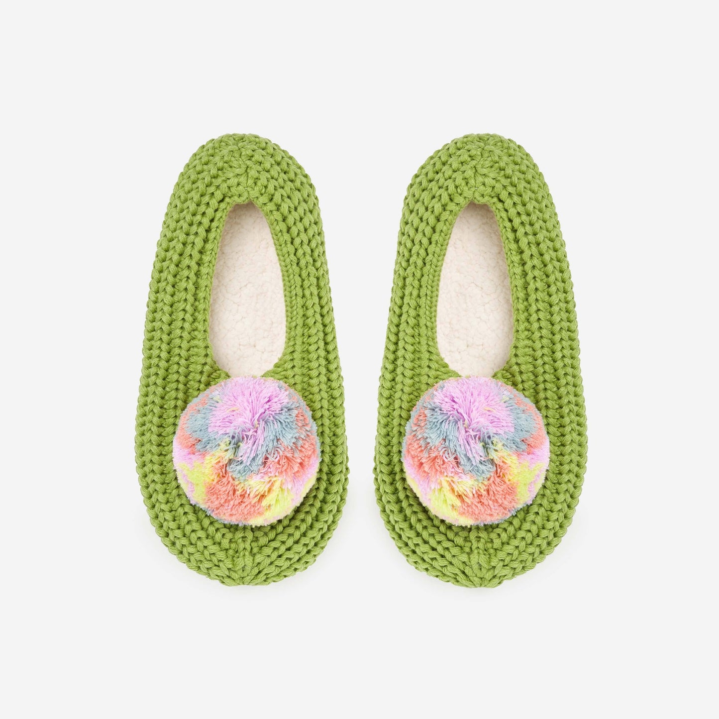 Pantoufles à Pompon en tricot – Vert