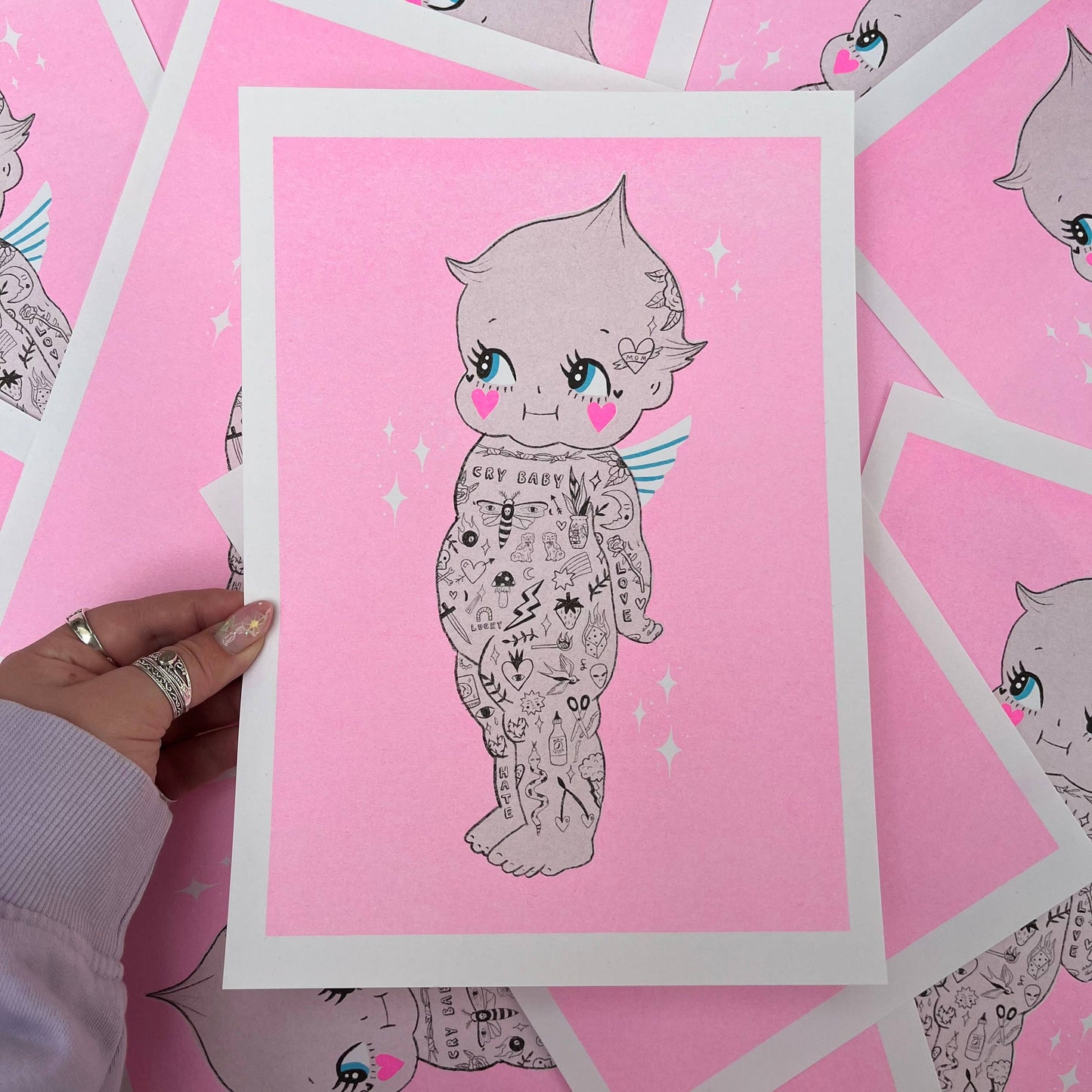 Affiche risographique A4 "Tatooed Kewpie" - Amy Hastings