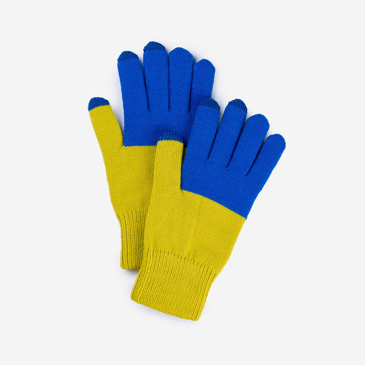 Gants tactiles Colorblock - Bleu et Jaune