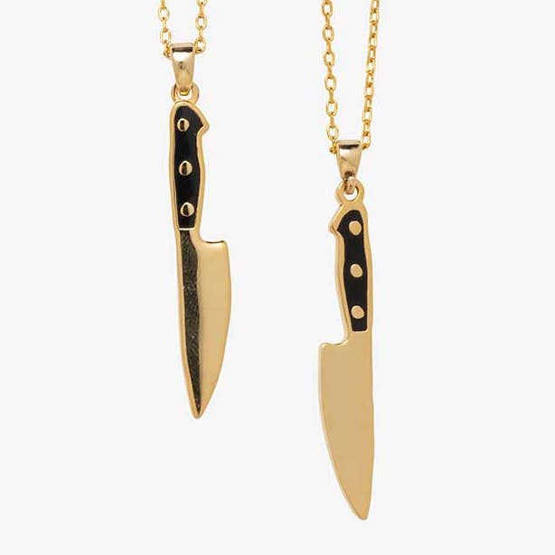 Collier et pendentif double face "Knife" - Plaqué or 18k