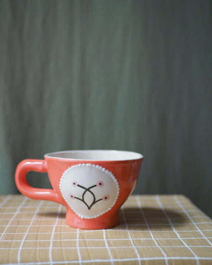 Tasse en porcelaine peinte à la main - Coquelicot